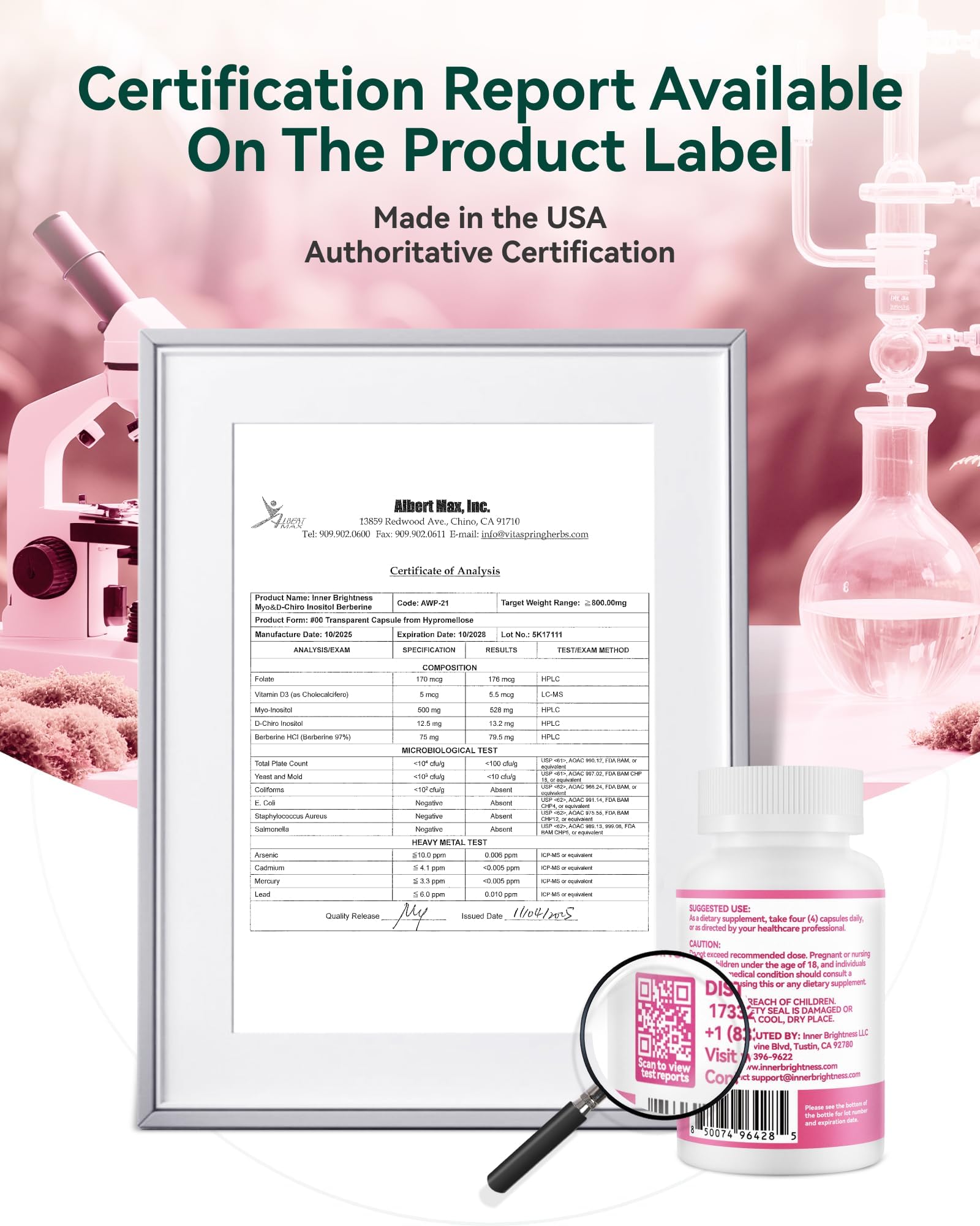 Inner Brightness B8 Inositol Supplement 2000mg with measuring spoon