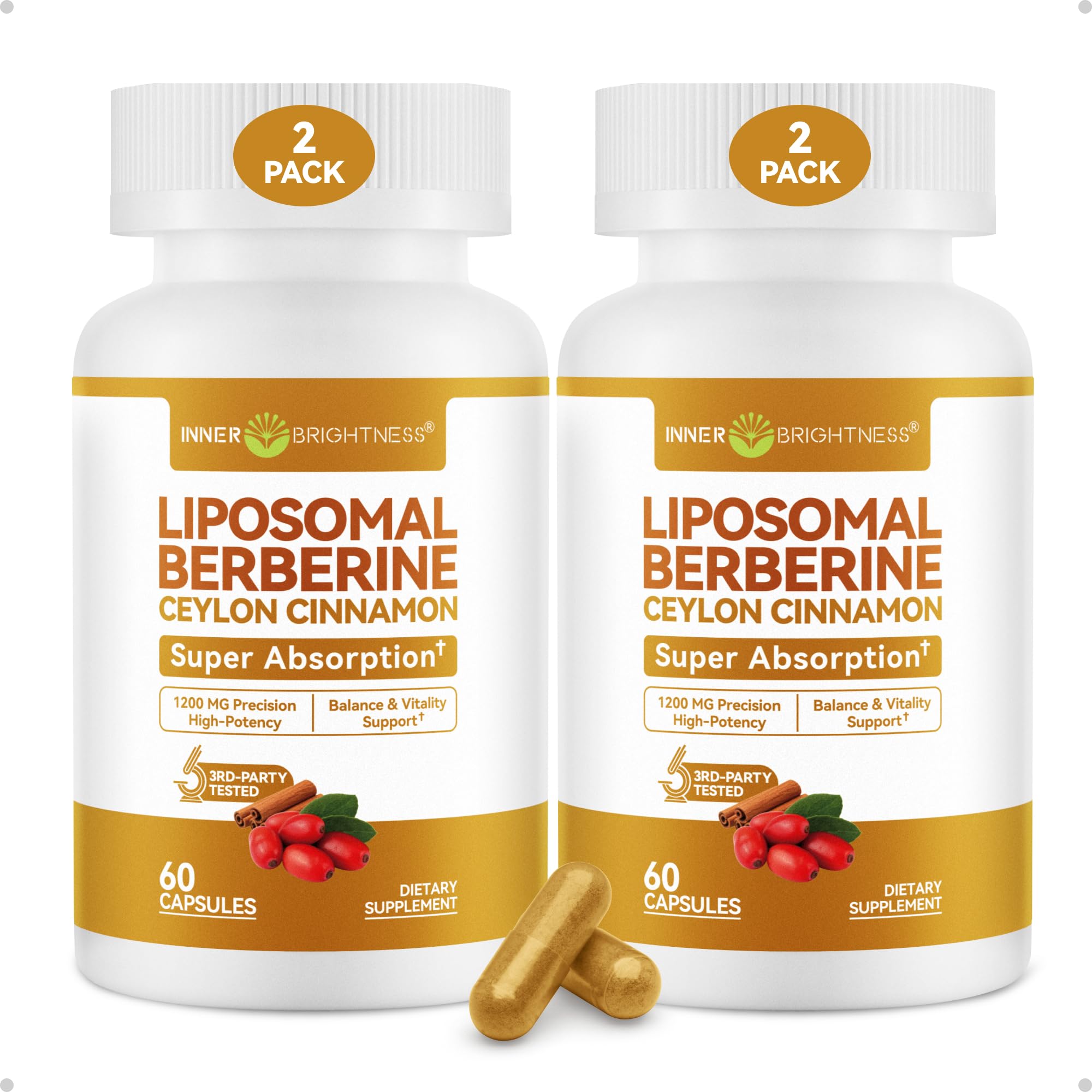 Inner Brightness Berberine + Ceylon Cinnamon 60 Capsules front view