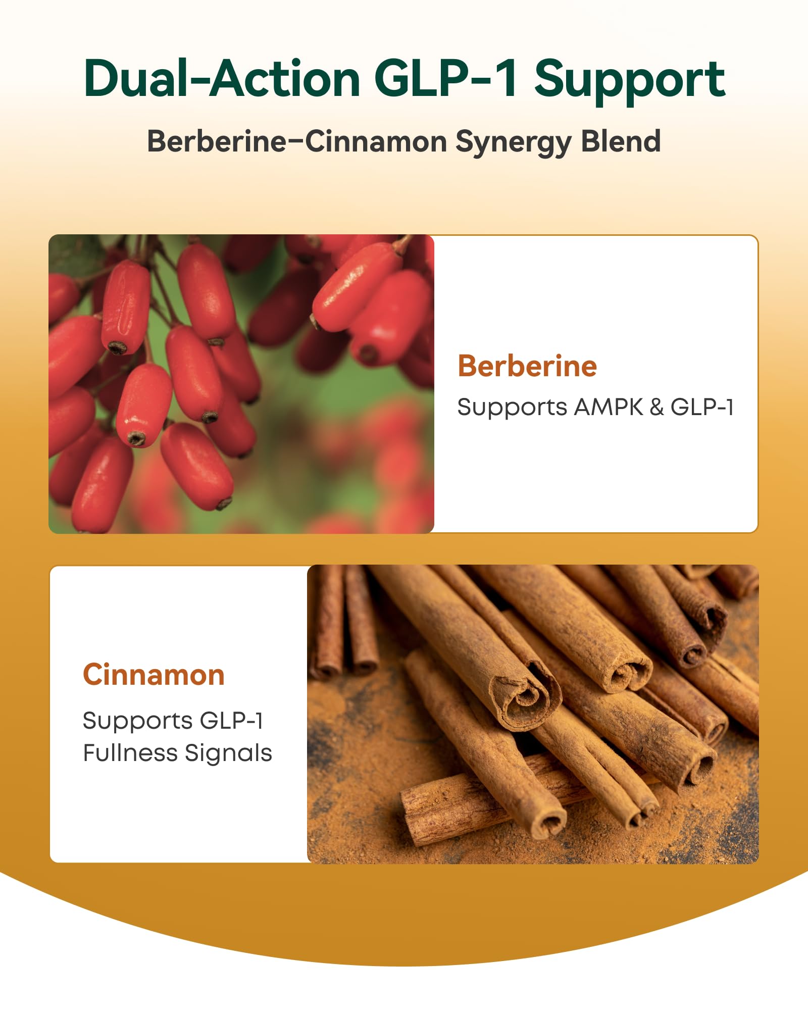 Inner Brightness Berberine + Ceylon Cinnamon capsules on a wooden table