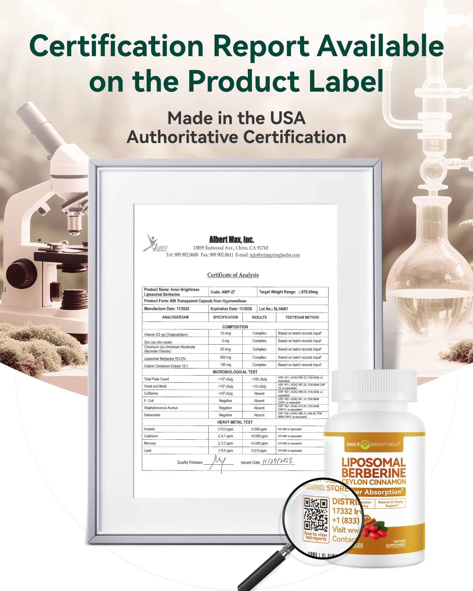 Inner Brightness Berberine + Ceylon Cinnamon QR code label
