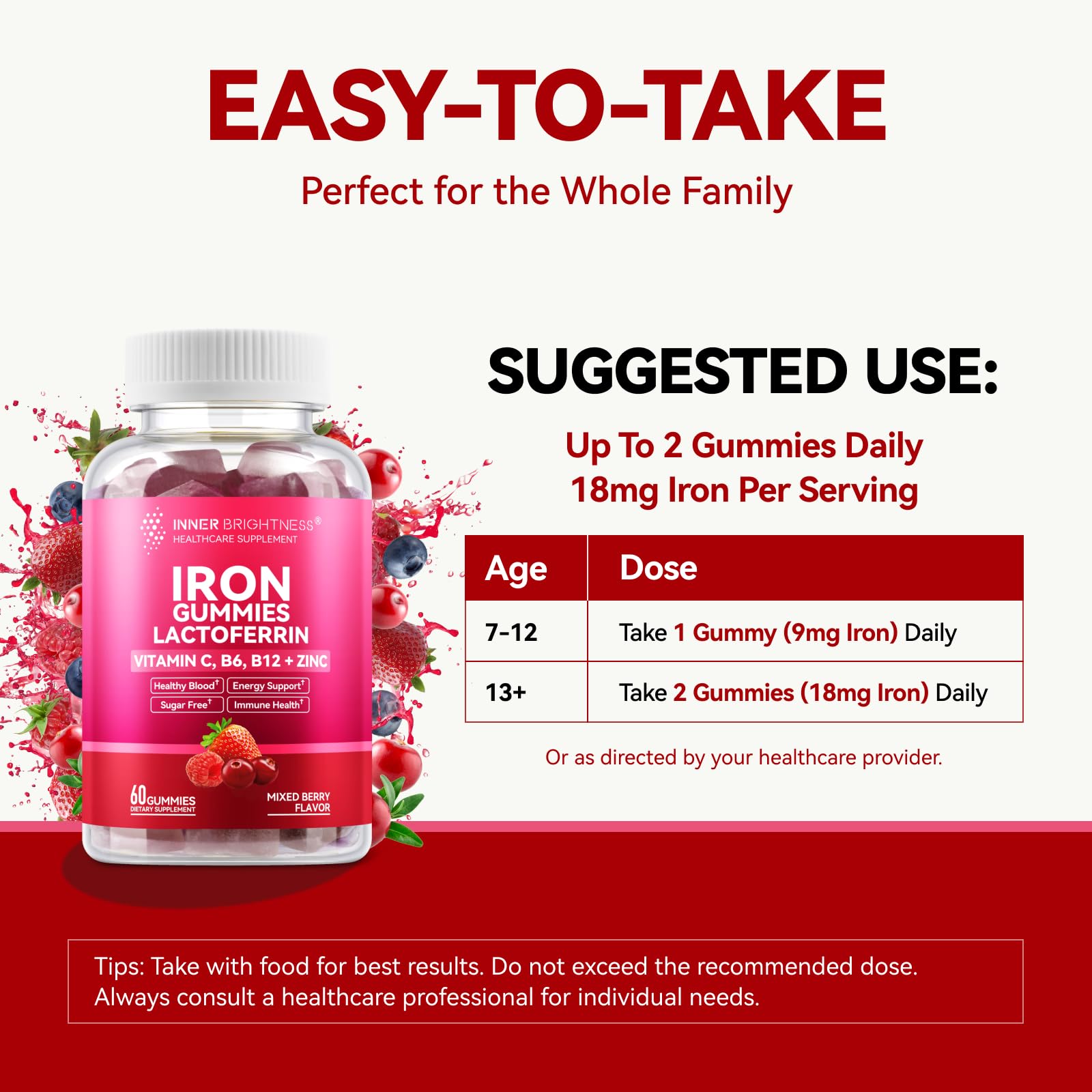 Inner Brightness Iron Gummies side view packaging