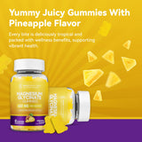 Inner Brightness Magnesium Glycinate Gummies with a pineapple background