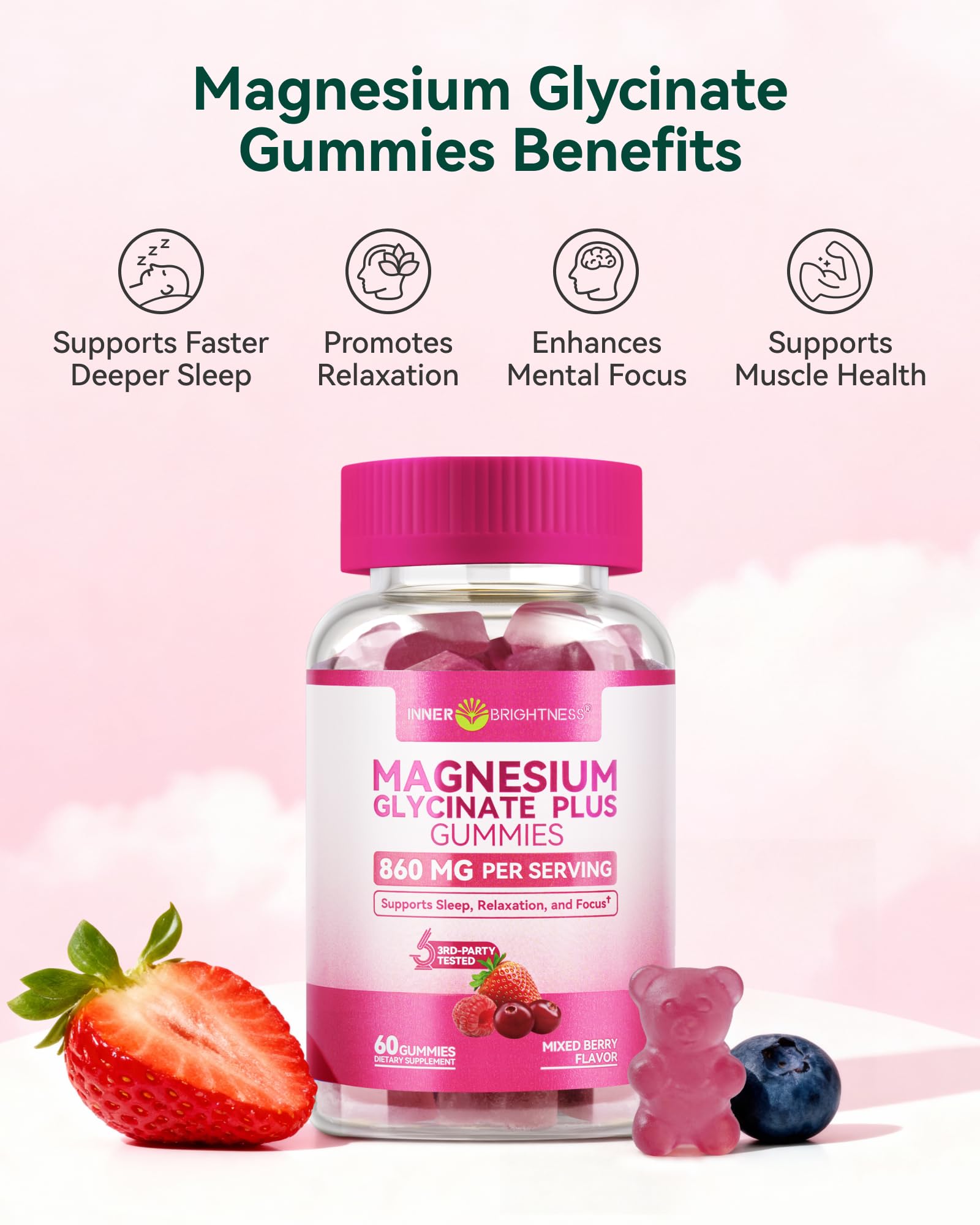 Inner Brightness Magnesium Gummies close-up of gummies