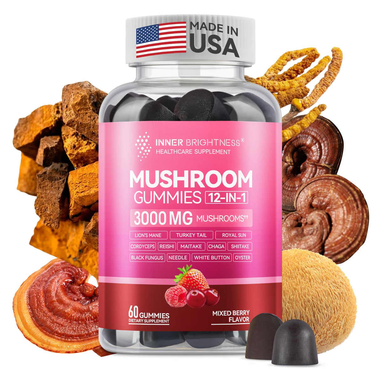 Inner Brightness Mushroom Gummies front view packaging