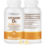Inner Brightness Vitamin D3 softgels with a glass of water