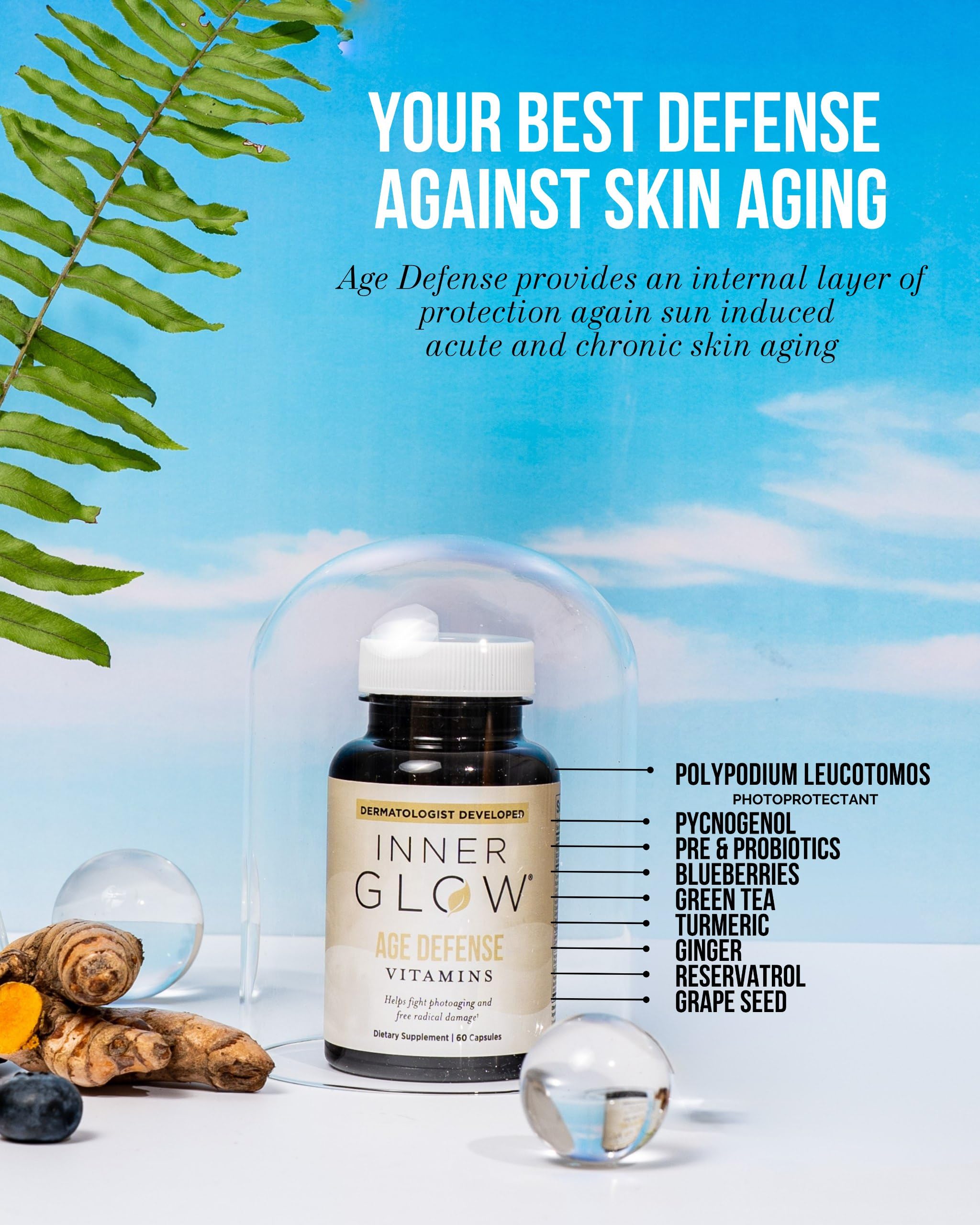 Inner Glow Age Defense Supplement 50g side view