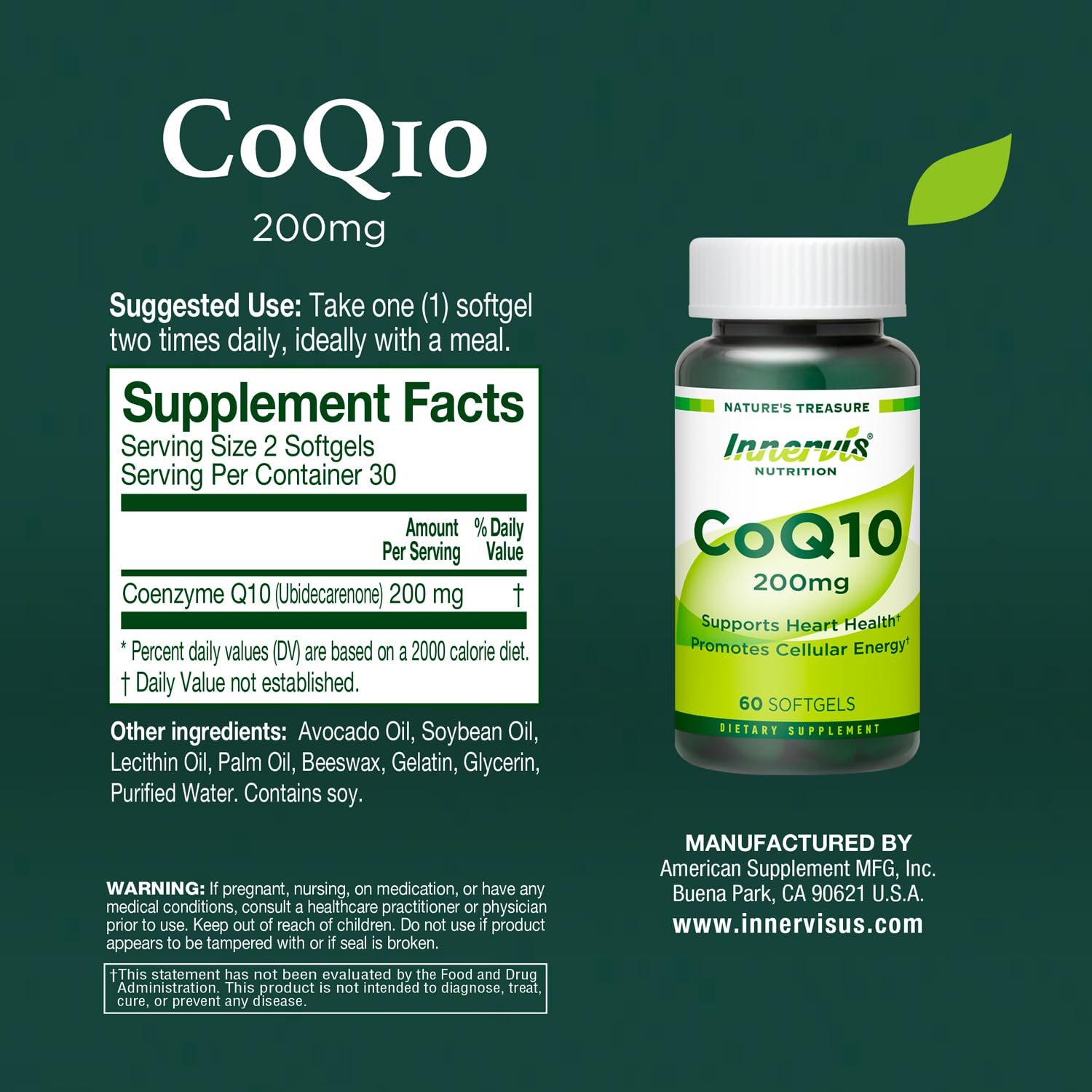 INNERVISNUTRITION CoQ10 Softgels packaging details