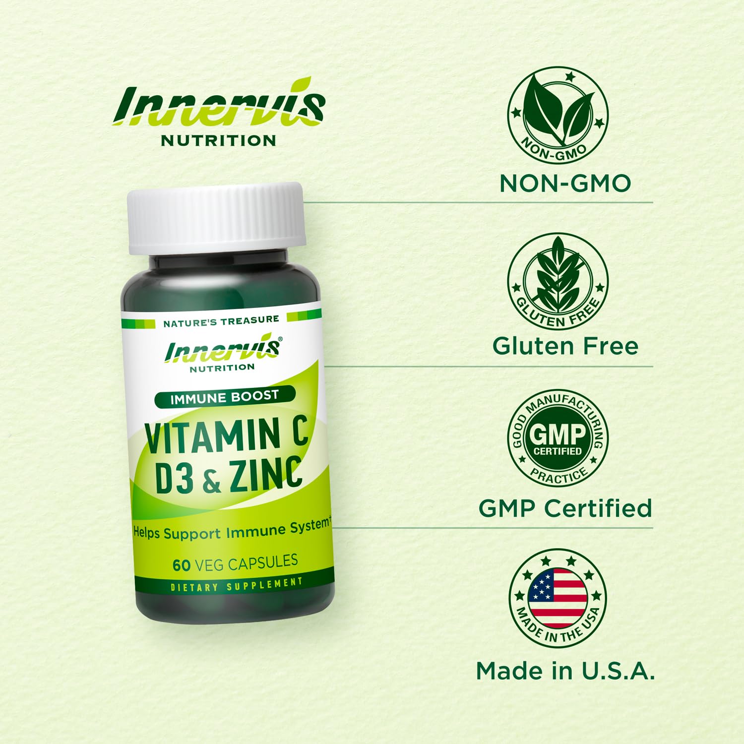 INNERVISNUTRITION Daily daily wellness Support bottle with measuring spoon