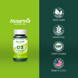 INNERVISNUTRITION Vitamin D3 5000 IU supplement capsules on a table