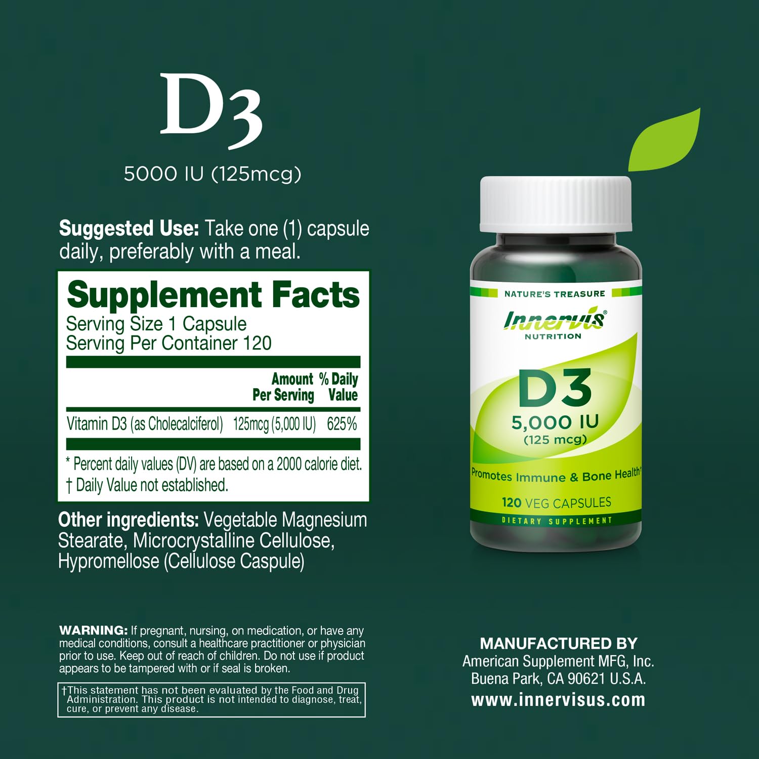 INNERVISNUTRITION Vitamin D3 5000 IU supplement lifestyle scene