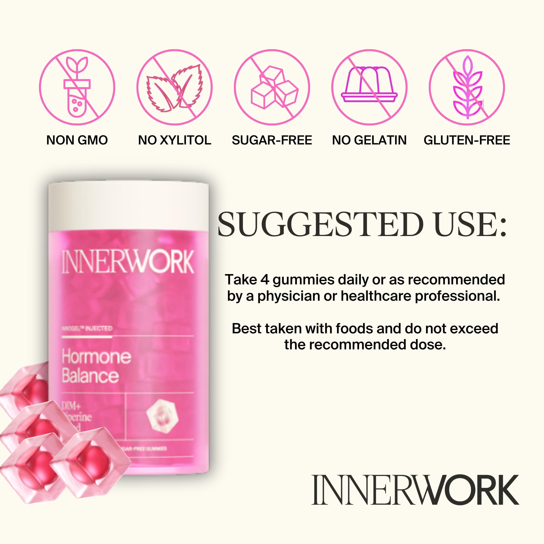 Innerwork Menopause Gummies displayed with other wellness products