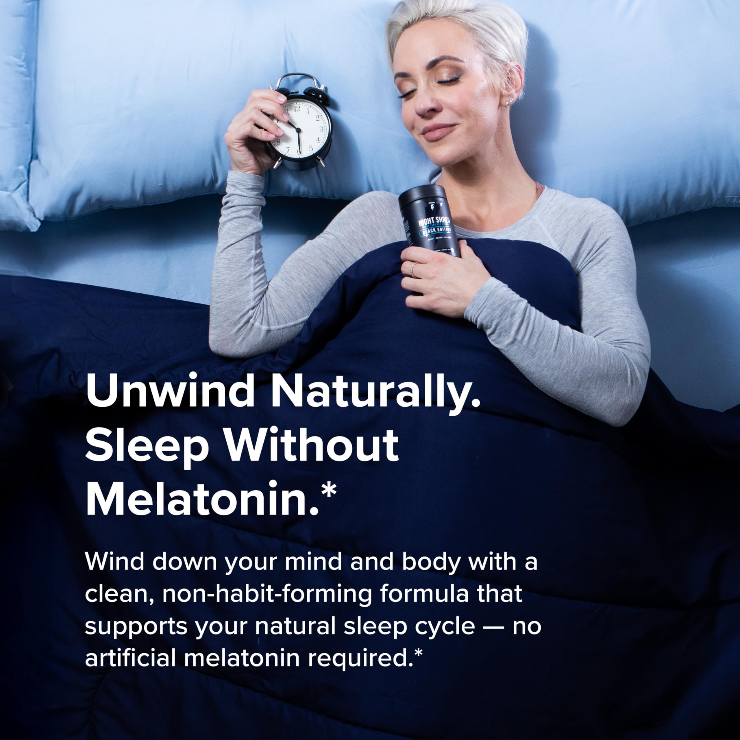 InnoSupps Night Shred bottle with a glass of water