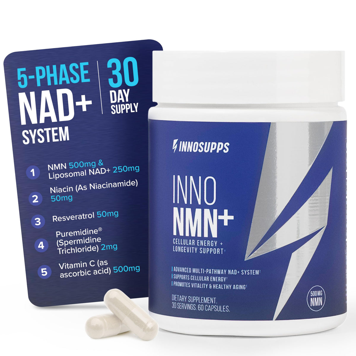 InnoSupps NMN+ 5-Phase NAD+ Longevity System front view
