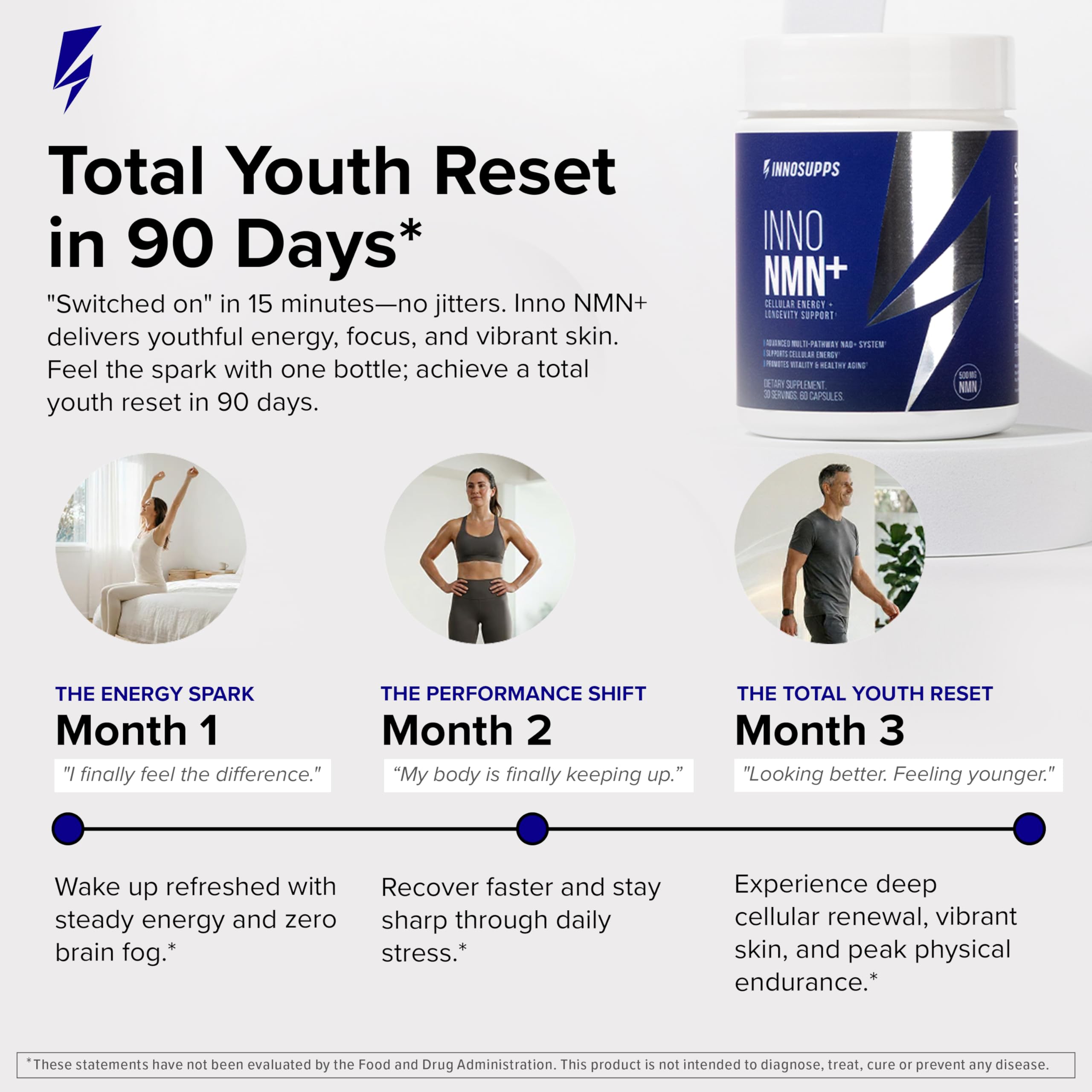 InnoSupps NMN+ 5-Phase NAD+ Longevity System with capsules