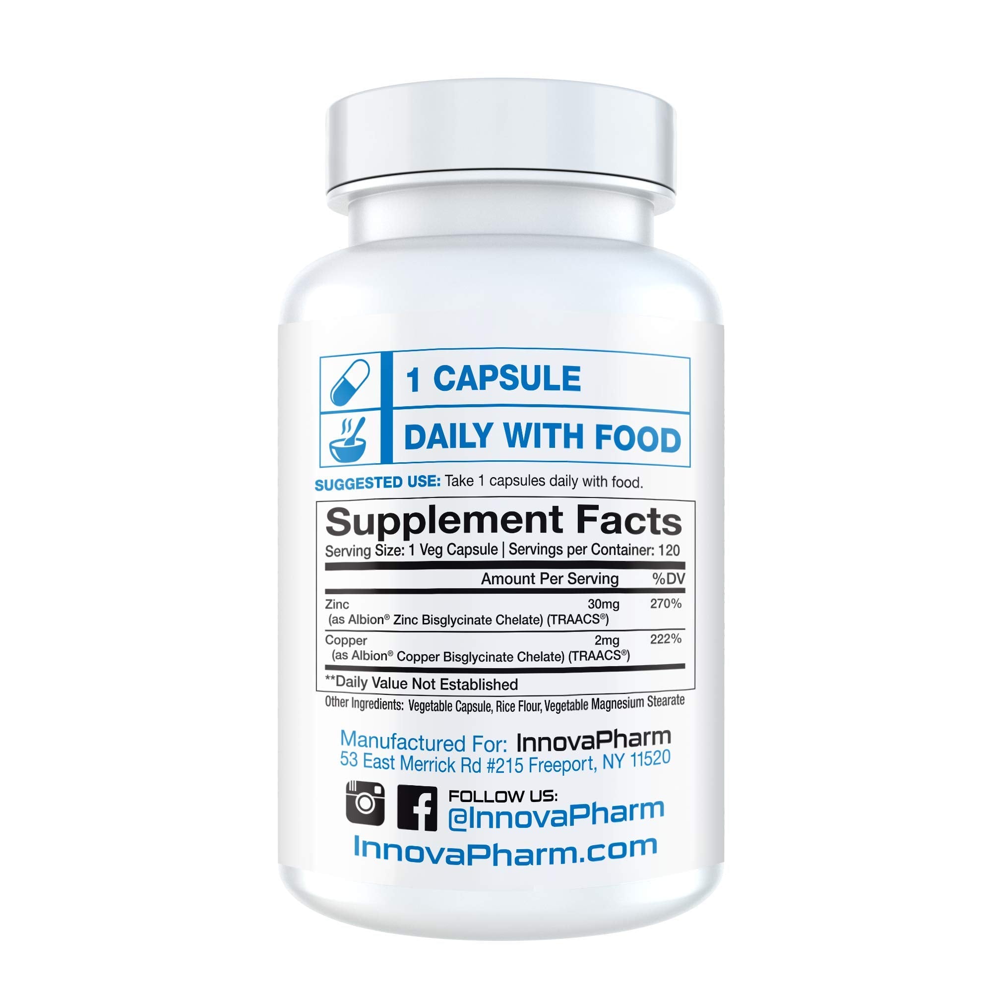 InnovaPharm Zinc & Copper Chelate Supplement packaging