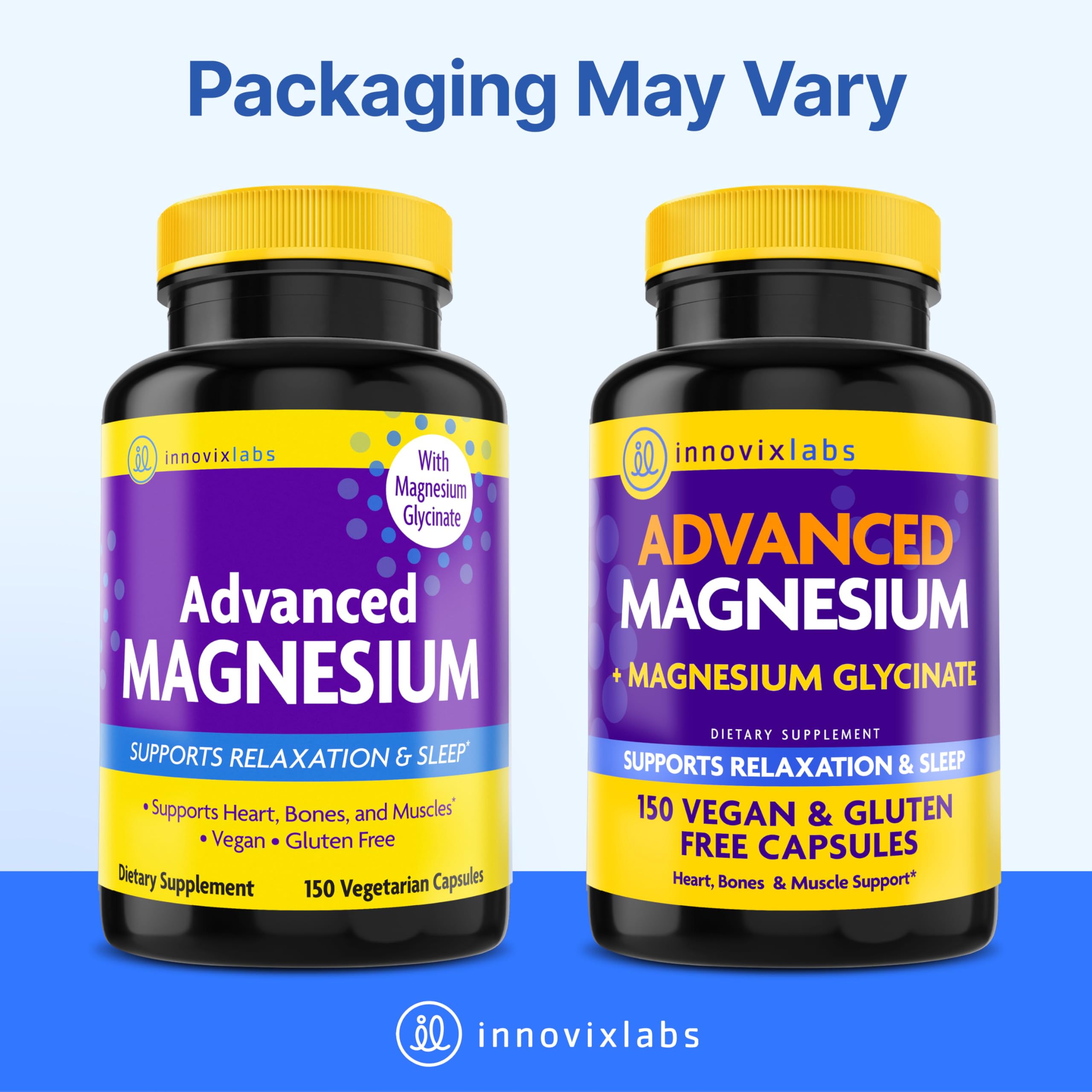InnovixLabs Advanced Magnesium Supplement 150g capsules in a lifestyle setting