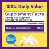 InnovixLabs Choline Bitartrate 132g back view