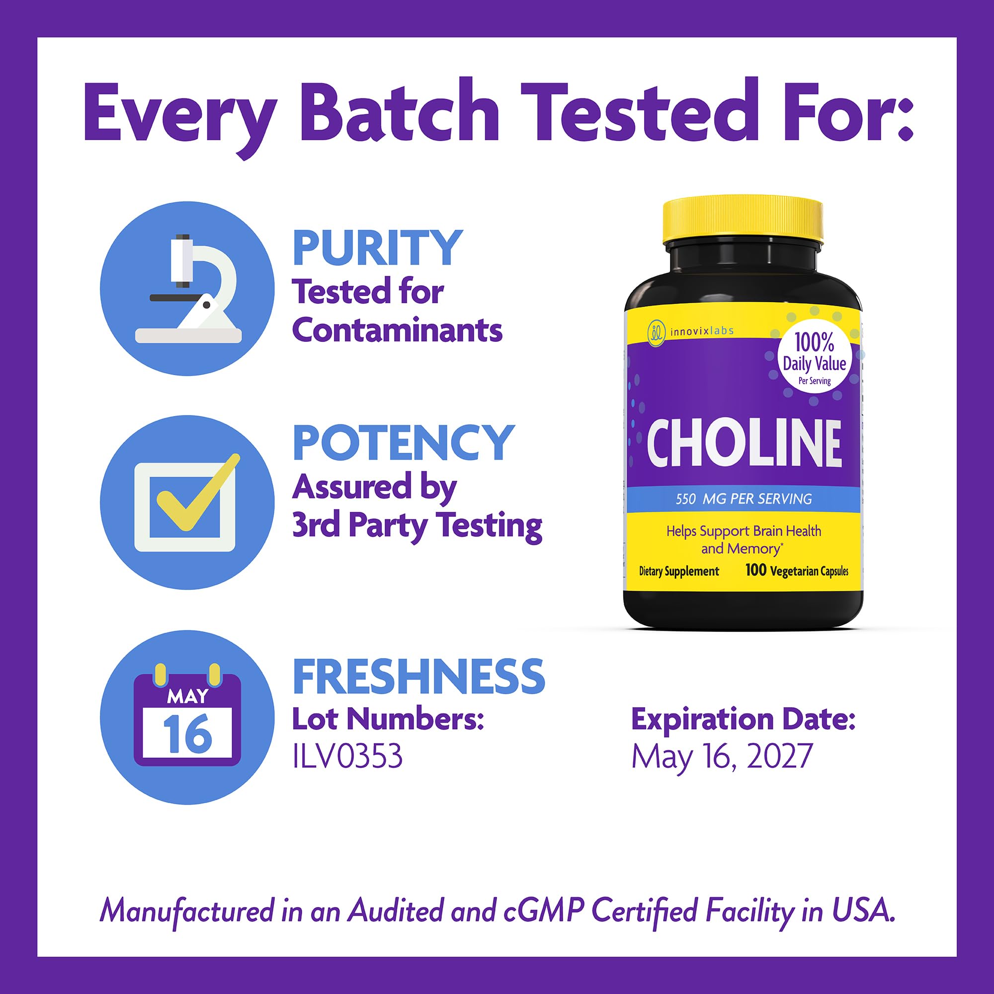 InnovixLabs Choline Bitartrate 132g ingredients list