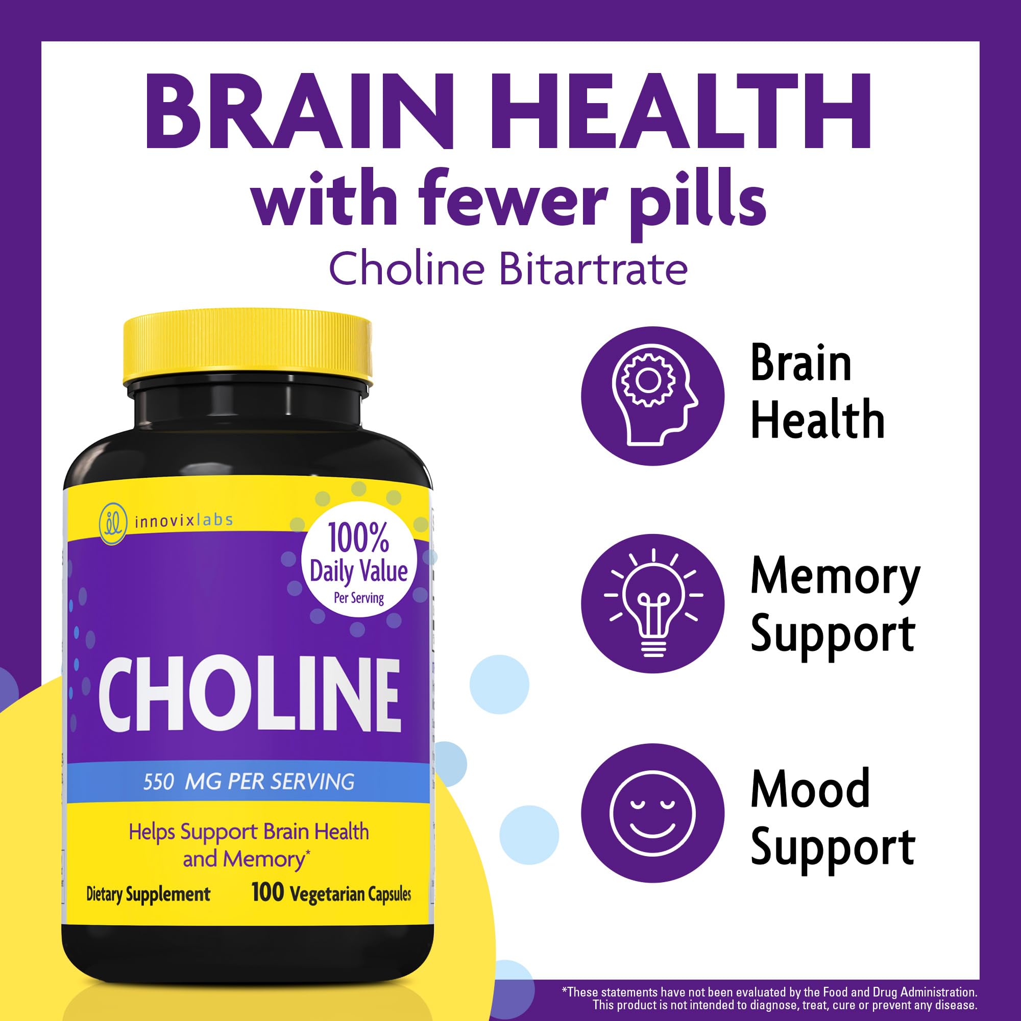 InnovixLabs Choline Bitartrate 132g side view