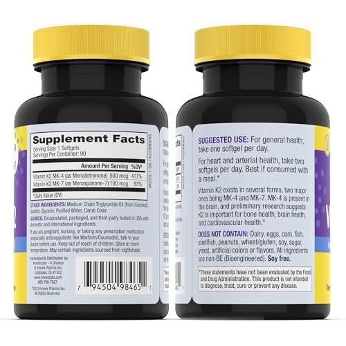 InnovixLabs Full Spectrum K2 Supplement bottle on table