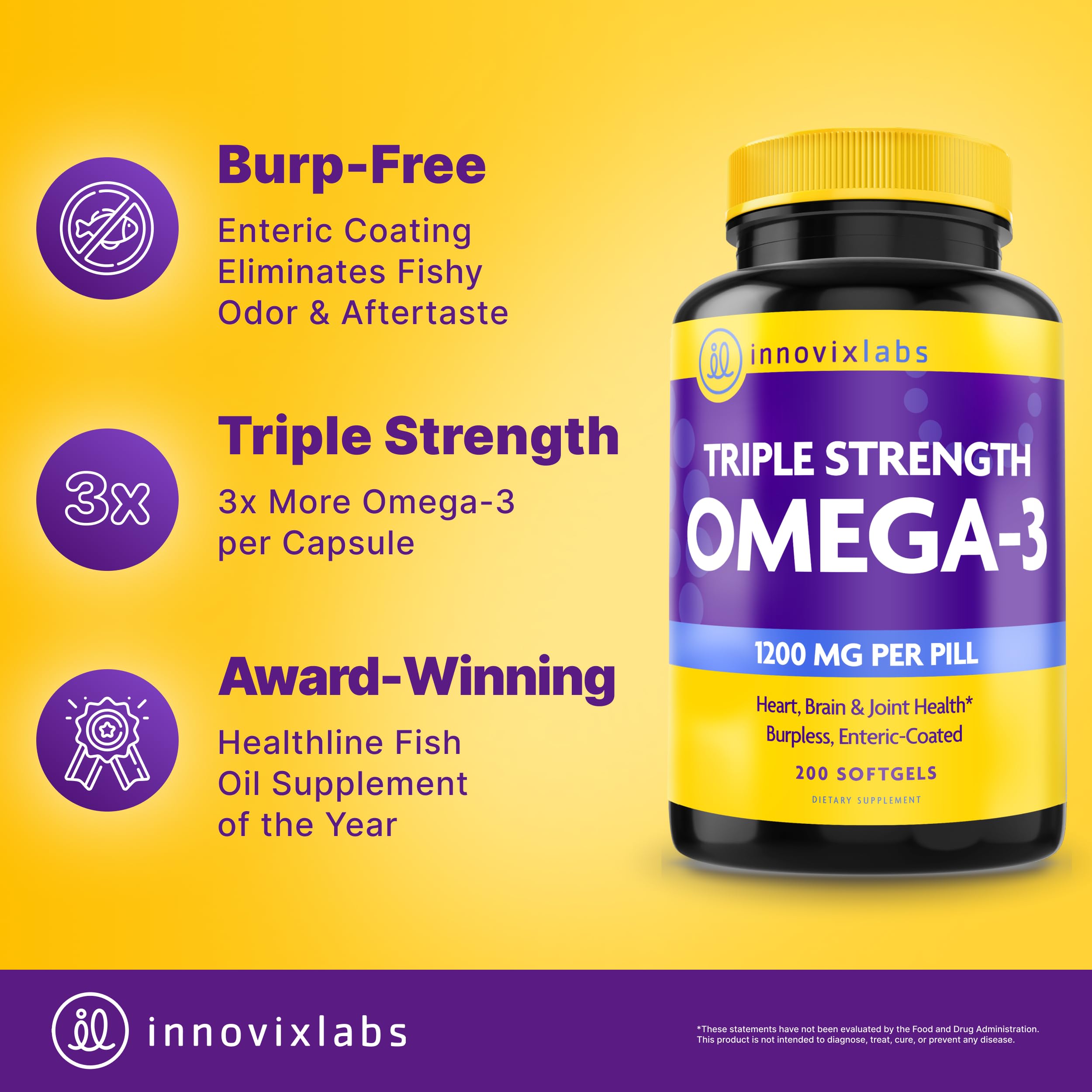 InnovixLabs Omega 3 capsules with packaging