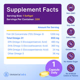InnovixLabs Omega 3 fish oil capsules with a measuring spoon