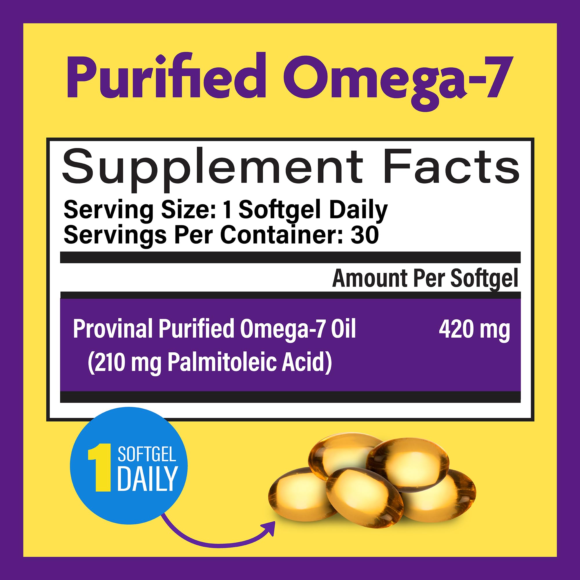 InnovixLabs Purified Omega-7 Softgels back view with ingredient list