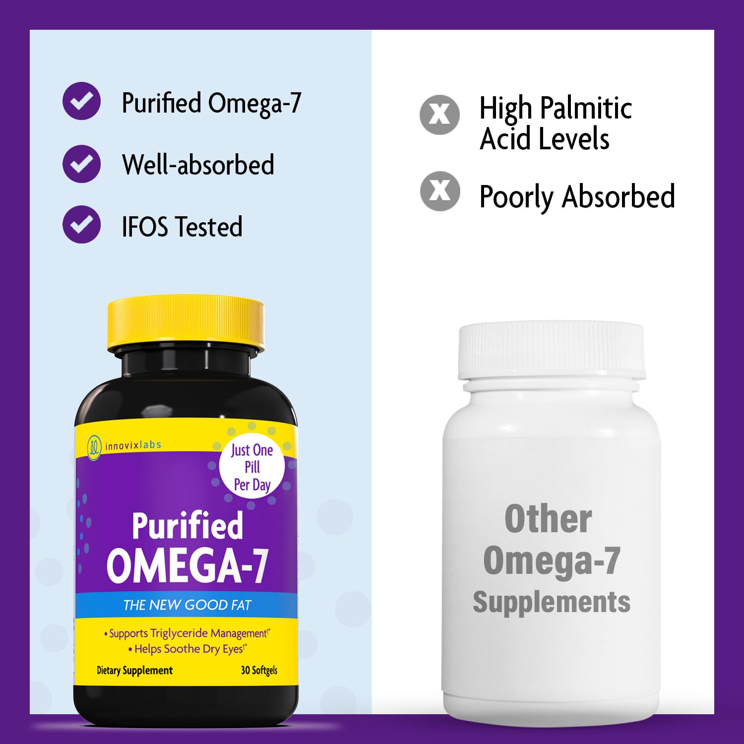 InnovixLabs Purified Omega-7 Softgels close-up of softgel