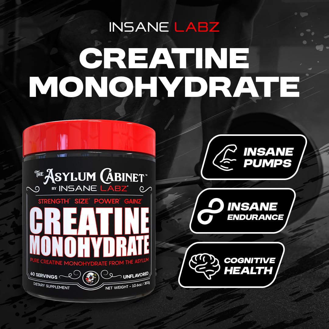 Insane Labz Creatine Monohydrate 553g mixed in a glass of water