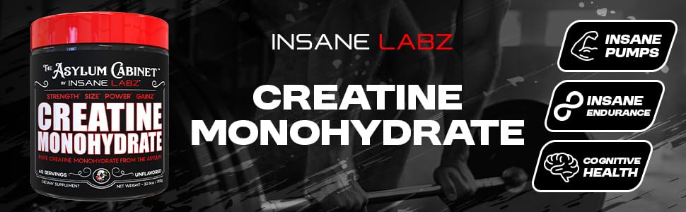 Insane Labz Creatine Monohydrate 553g scoop next to the container