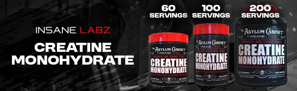 Insane Labz Creatine Monohydrate 553g with gym equipment