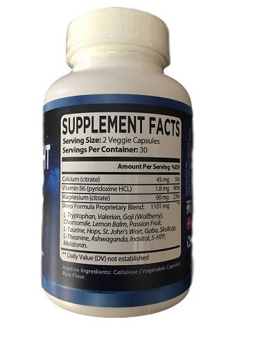 Inspire Naturals Say Goodnight Melatonin 5mg capsules on a wooden table