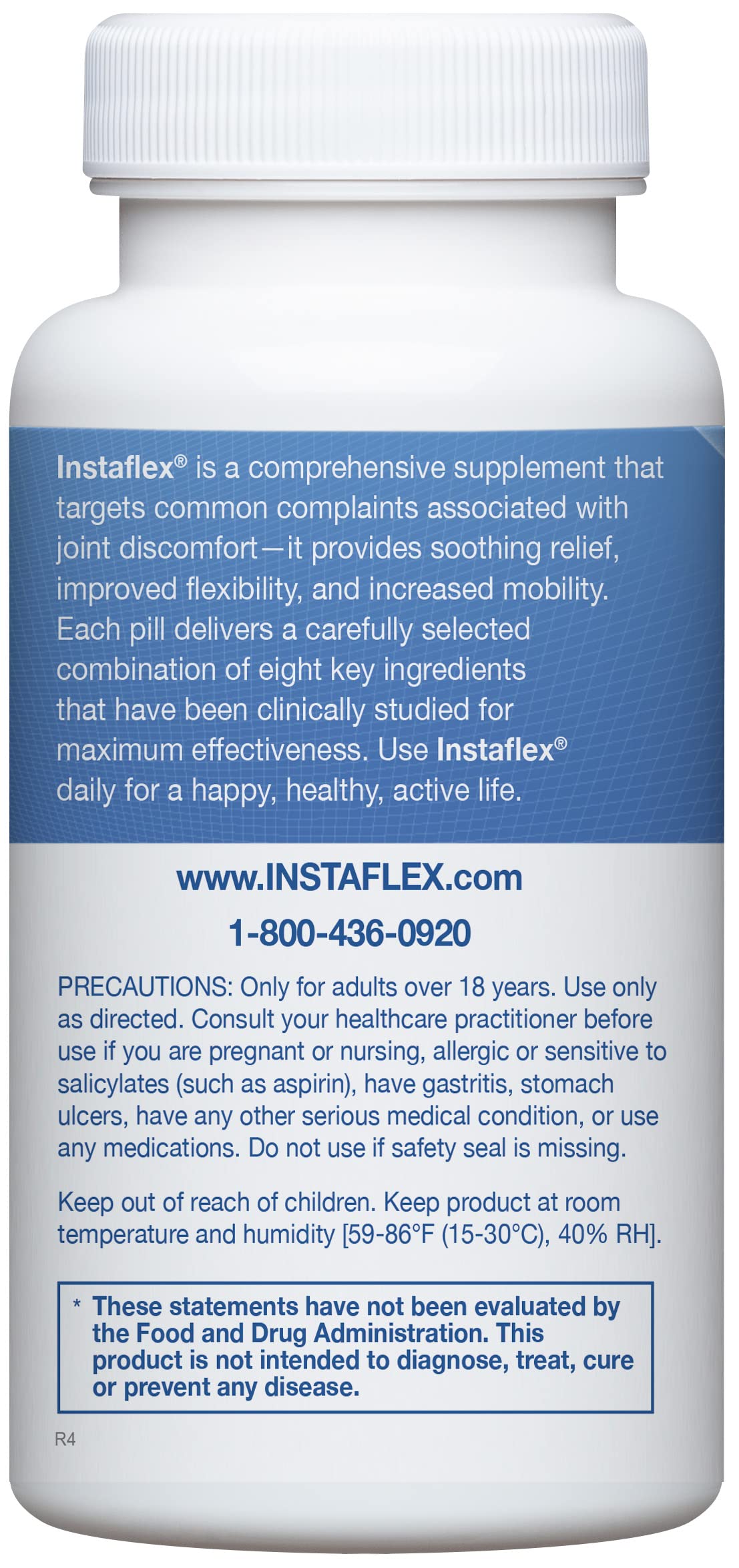 Instaflex Joint Support Supplement back view with nutritional information