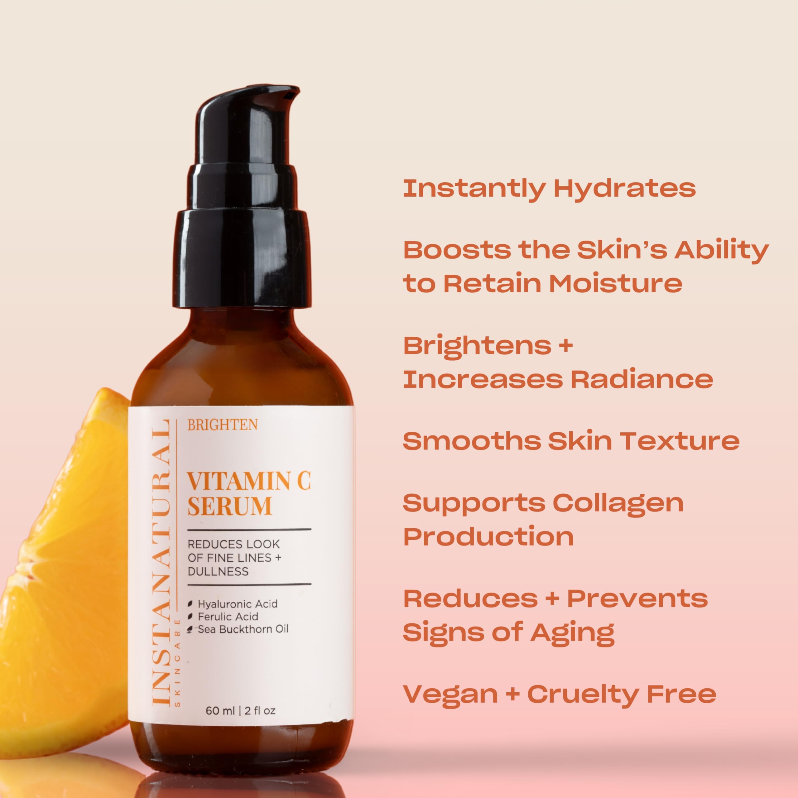 InstaNatural Vitamin C Supplement 132g side view
