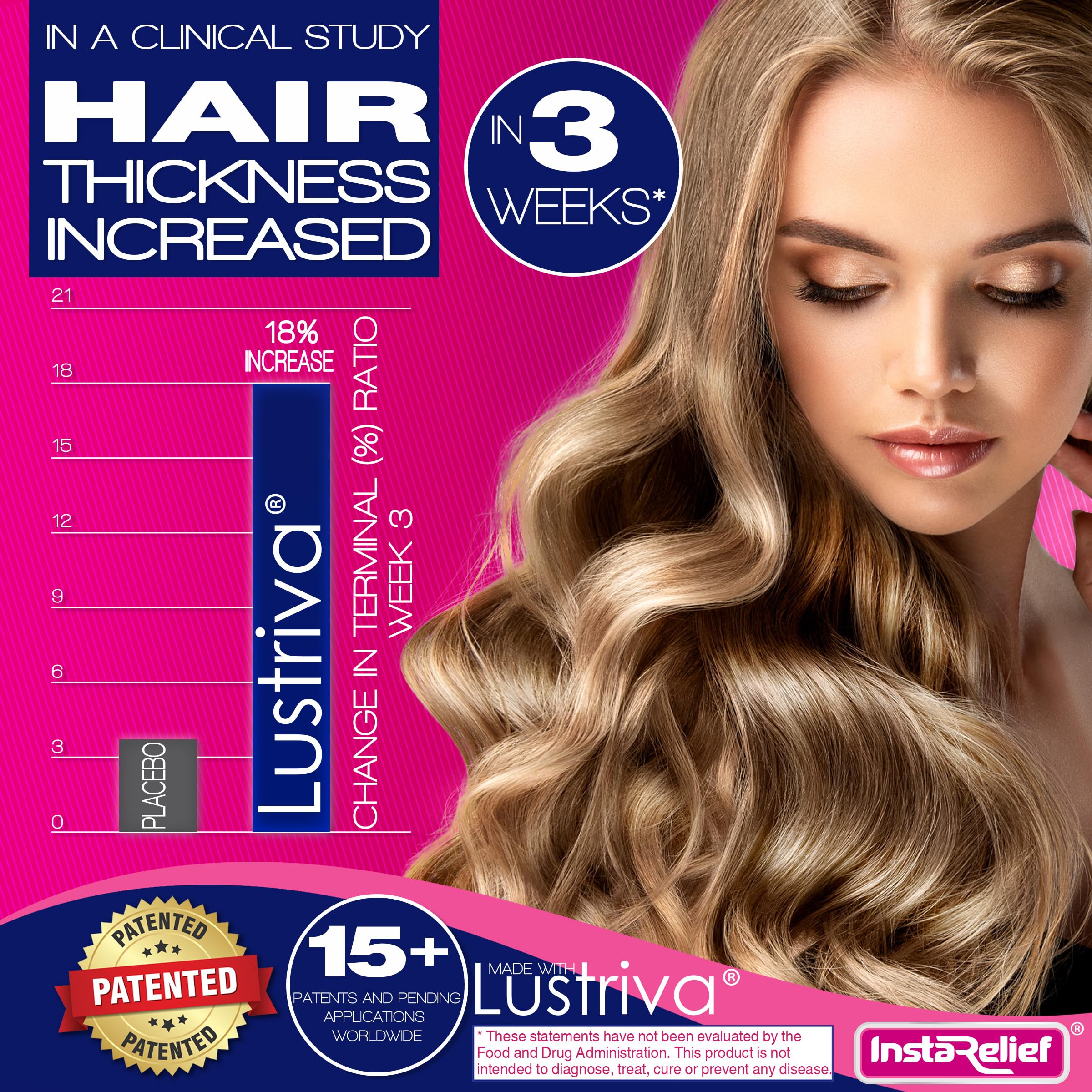 InstaRelief Hair Growth Supplement lifestyle shot with flowers