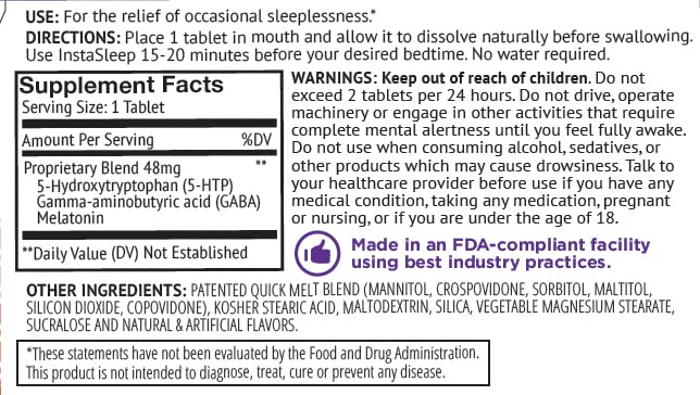 InstaSleep Mint packaging with mint flavour emphasis