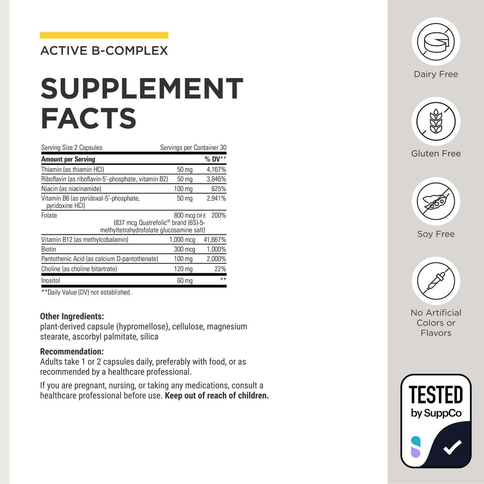 Integrative Therapeutics Active B-Complex Supplement side view