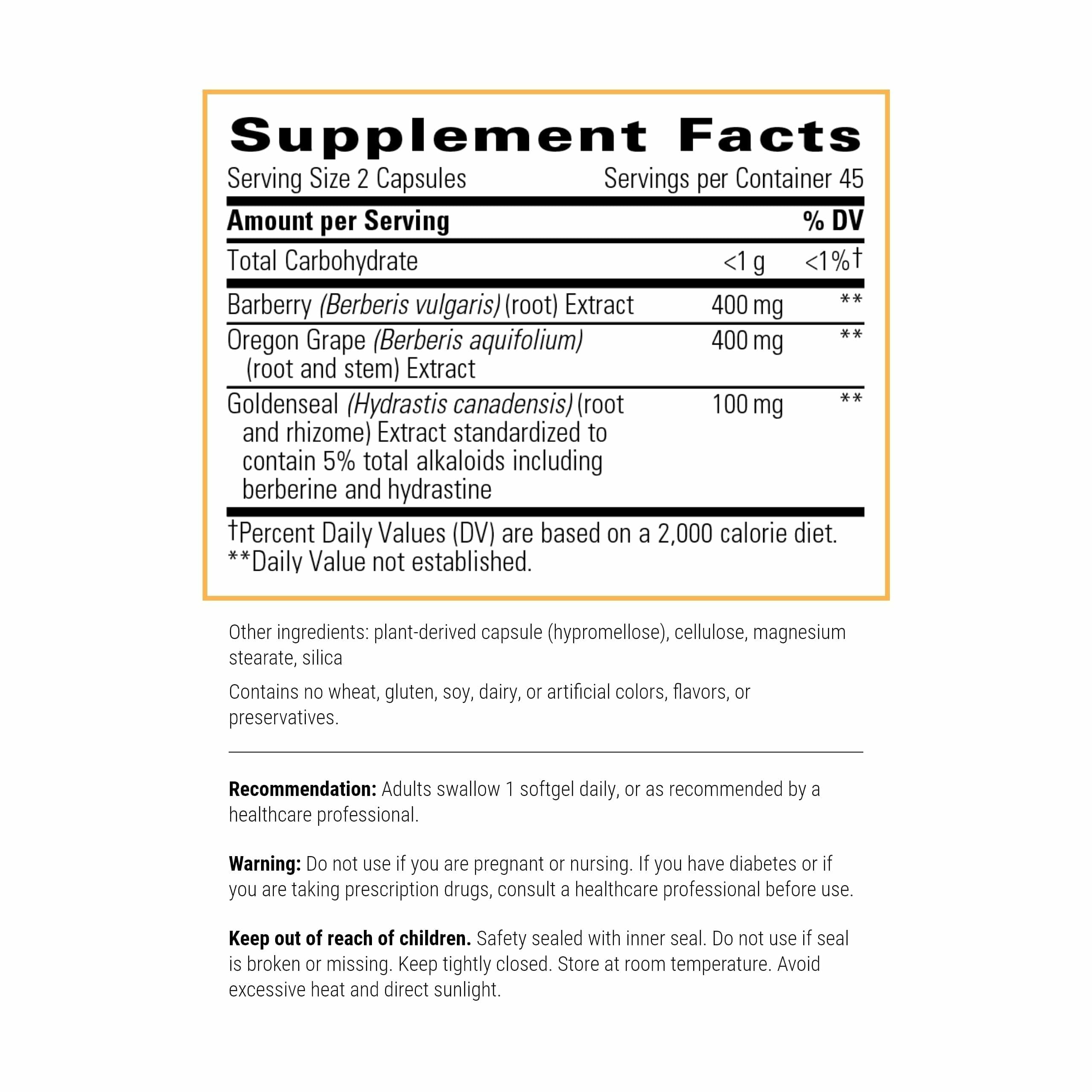 Integrative Therapeutics Berberine Complex capsule bottle side view