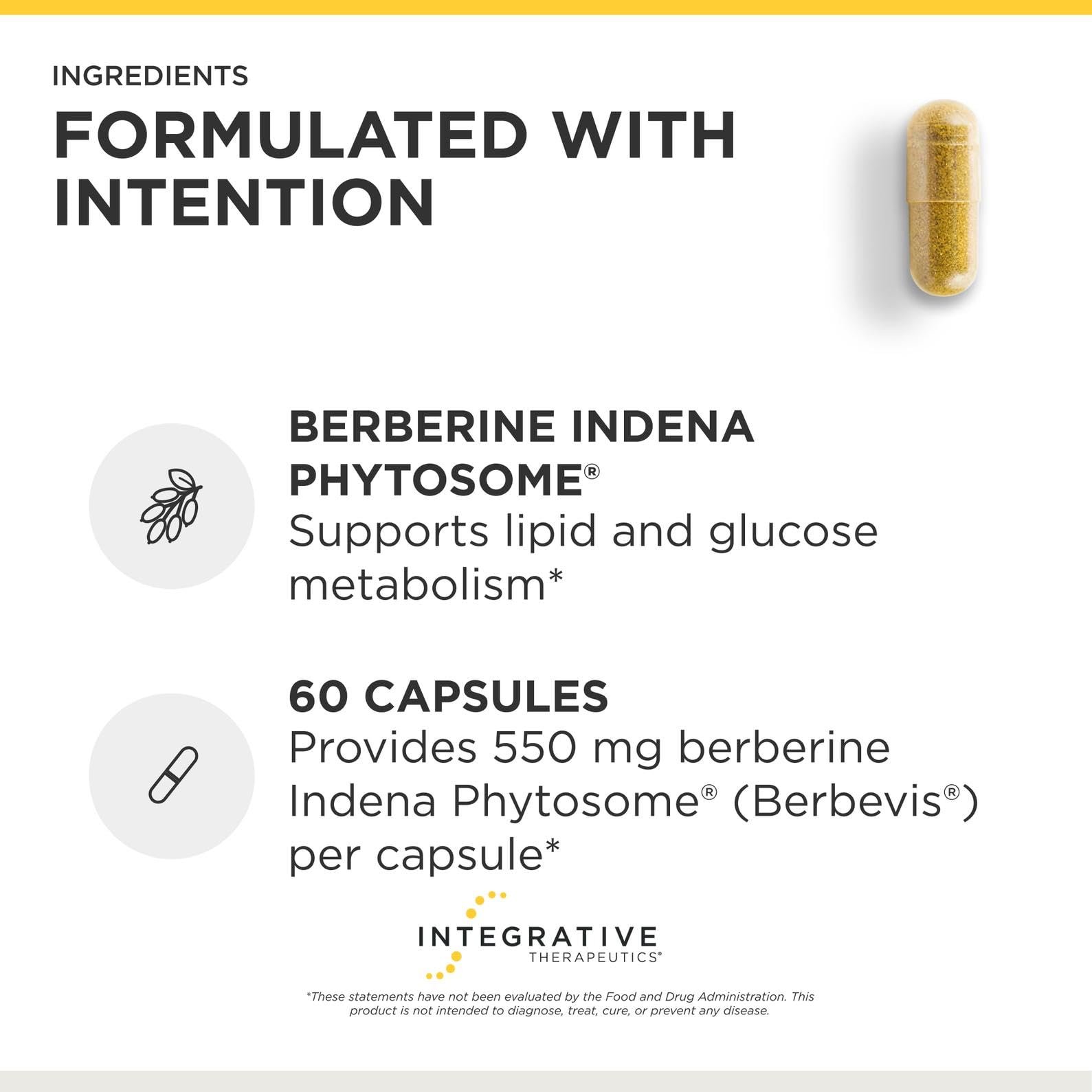 Integrative Therapeutics Berberine Phytomax supplement capsule close-up