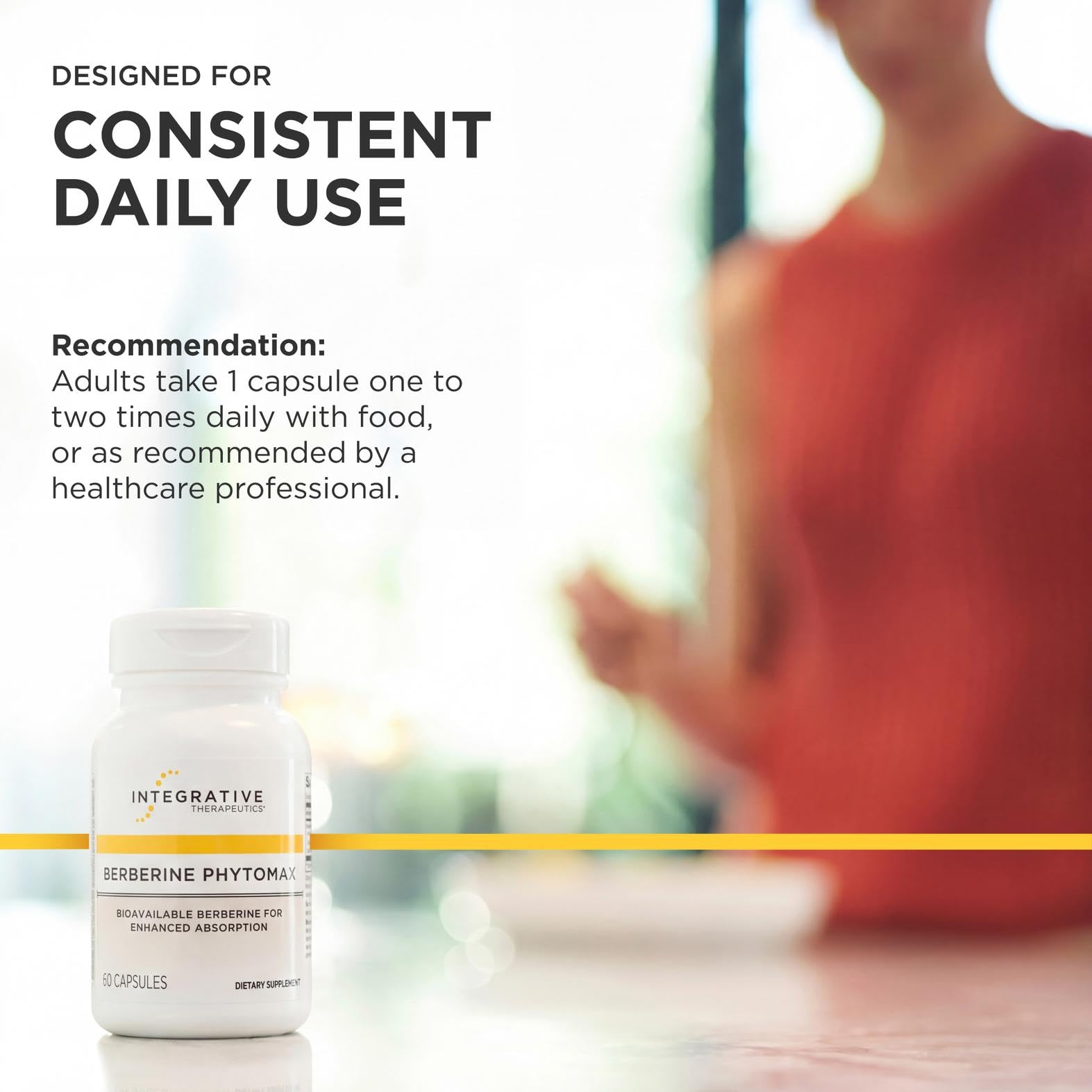 Integrative Therapeutics Berberine Phytomax supplement on a kitchen counter