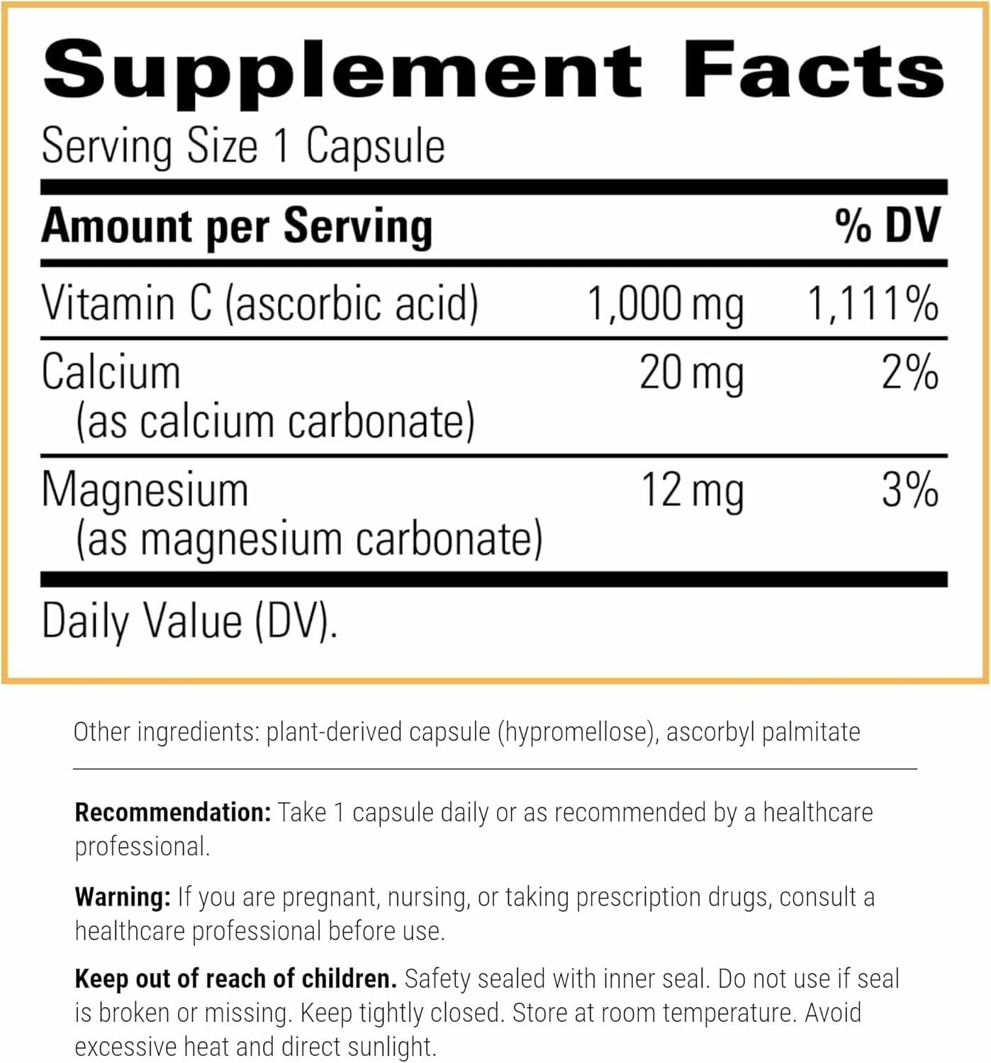 Integrative Therapeutics Buffered Vitamin C 1000mg capsules side view