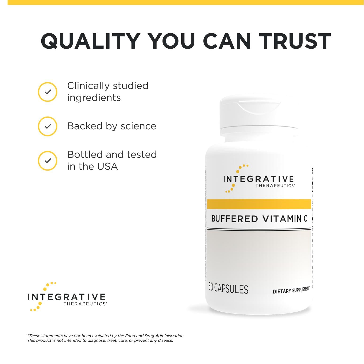 Integrative Therapeutics Buffered Vitamin C 1000mg capsules with a glass of water
