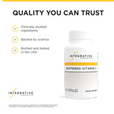 Integrative Therapeutics Buffered Vitamin C 1000mg capsules with a glass of water