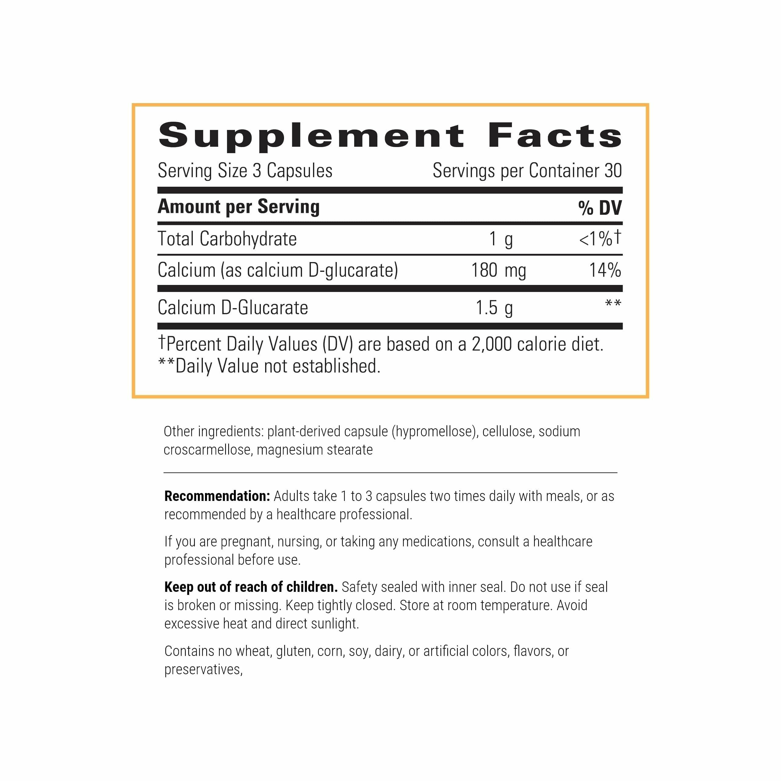 Integrative Therapeutics Calcium D-Glucarate capsule bottle with label