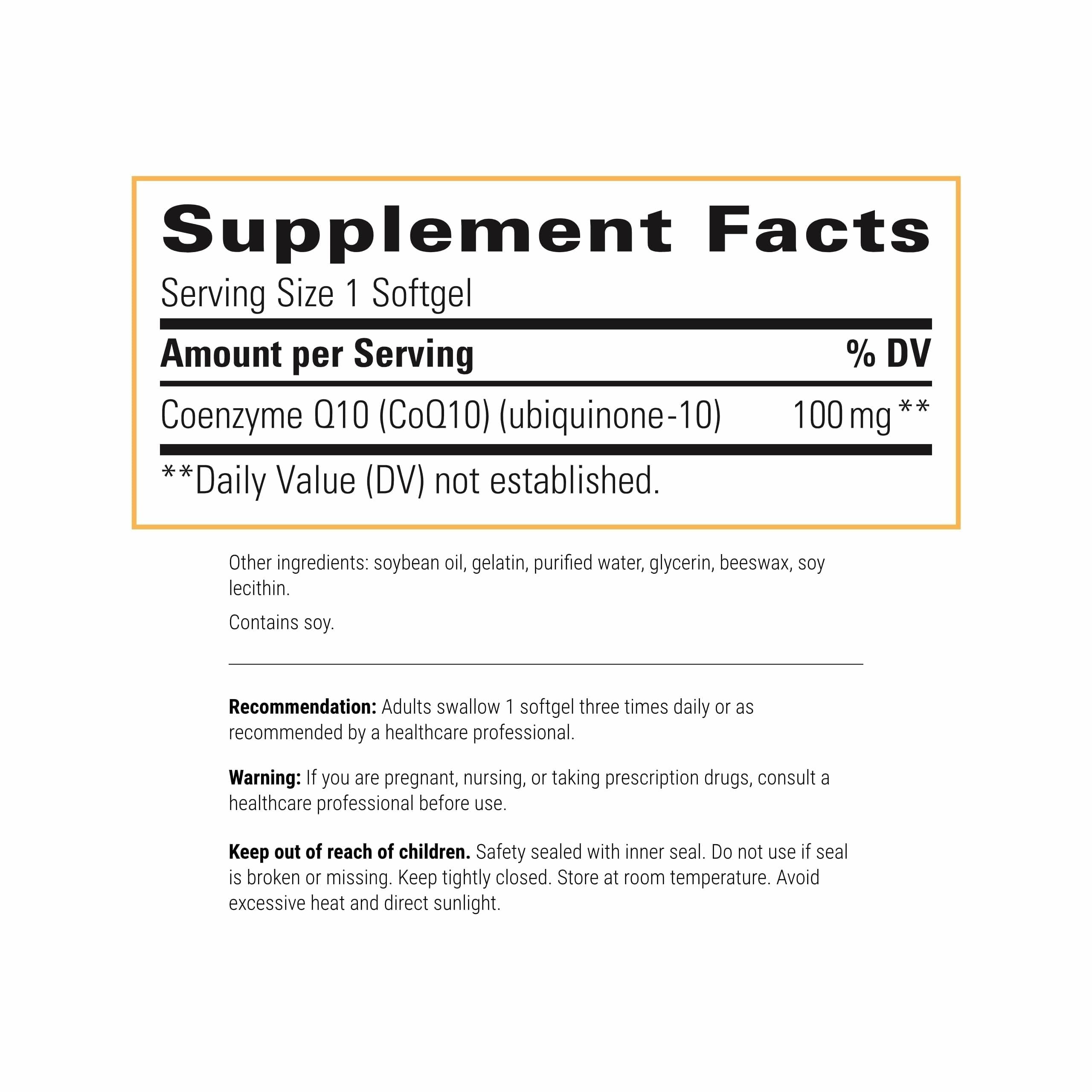 Integrative Therapeutics CoQ10 Softgel Supplement 100 mg side view