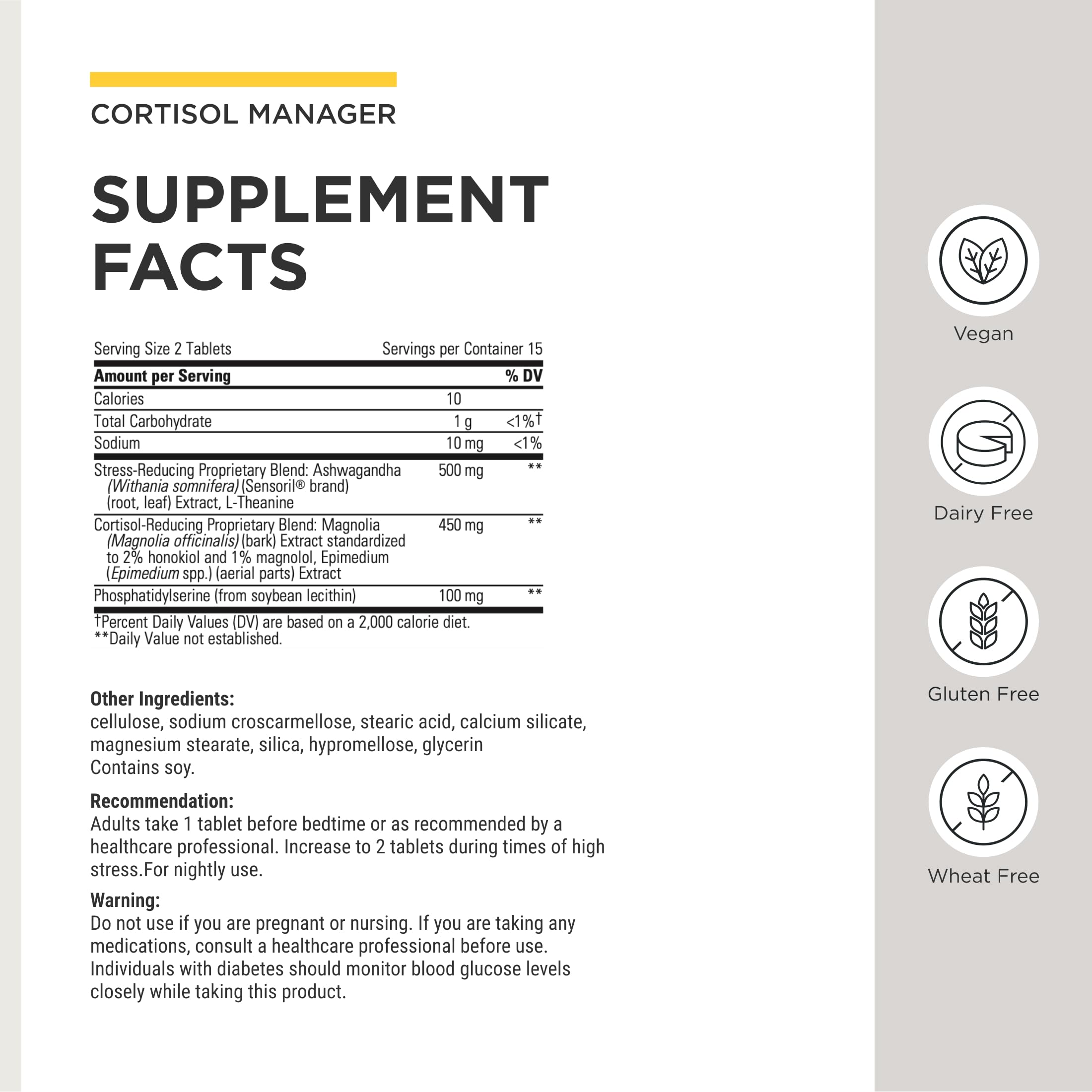 Integrative Therapeutics Cortisol Manager Ashwagandha Supplement back view