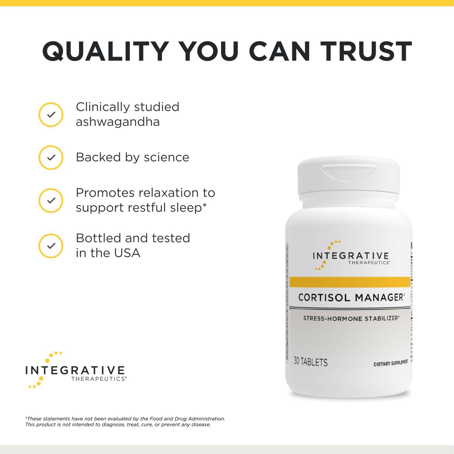 Integrative Therapeutics Cortisol Manager Ashwagandha Supplement ingredients list