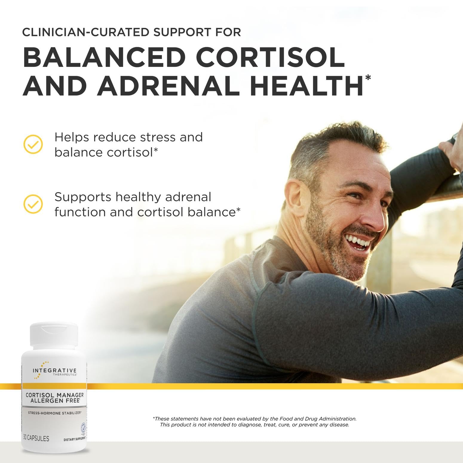 Integrative Therapeutics Cortisol Support Supplement 60 Capsules side view