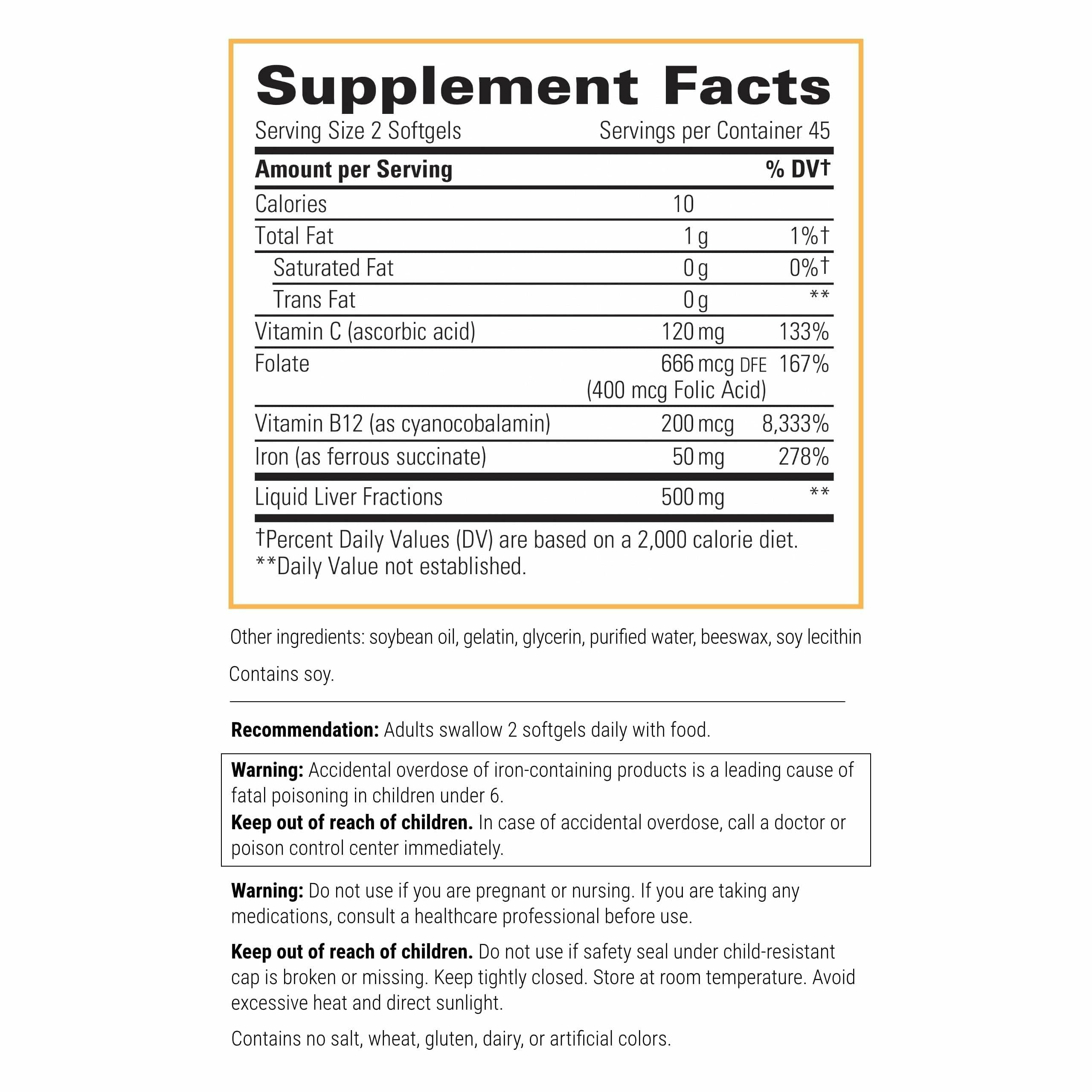 Integrative Therapeutics Iron Complex 50mg side view