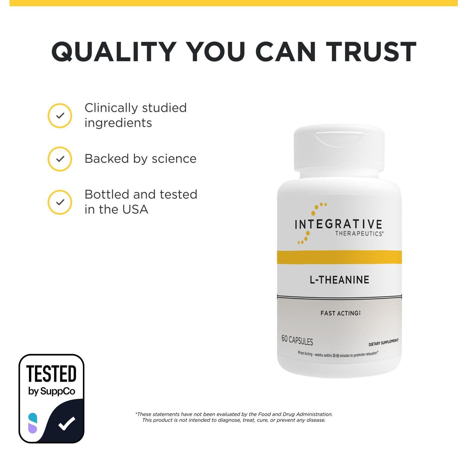 Integrative Therapeutics L-Theanine capsule bottle with measuring spoon